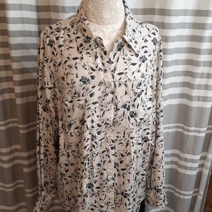 Style & Co Floral Button-Up Blouse Size 2 X